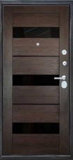 Дверь Город мастеров Брест Коричневый сатин  Венге Лакобель черный Прага (царга)