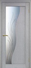 Дверь Optima Porte Сицилия 720 остекление №21 стекло Линии  Дуб серый FL Экошпон