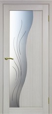 Дверь Optima Porte Сицилия 720 остекление №21 стекло Линии  Дуб беленый FL Экошпон